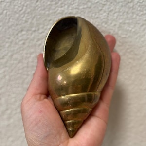 Brass shell vintage gold bowl ashtray storage MCM midcentury modern