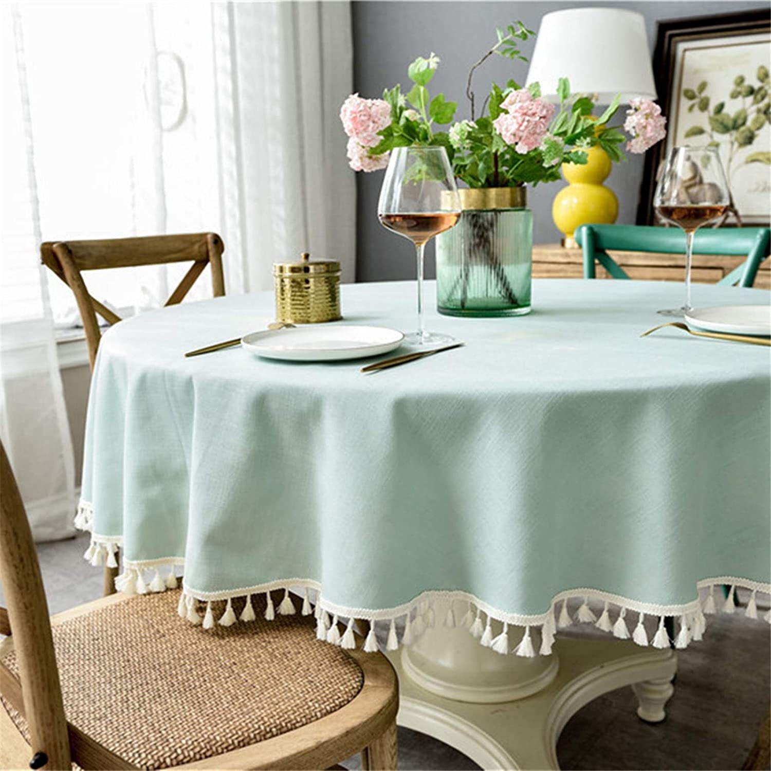 Sage Green Cotton Tablecloth in various colors Round square Etsy