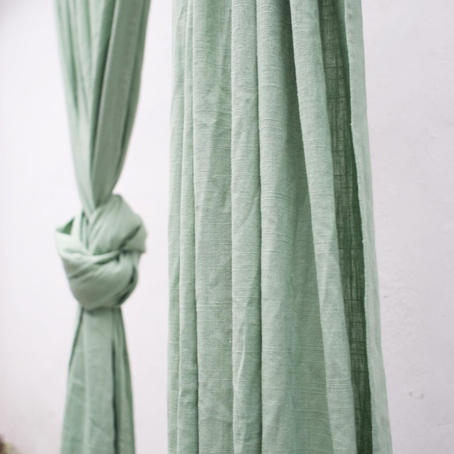 Two Panel Washed Curtain Sage Green Curtains for Living Room - Etsy UK