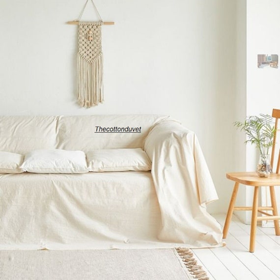 Cotton Couch Cover Cotton Bedspread Natural Sofa Cover Etsy