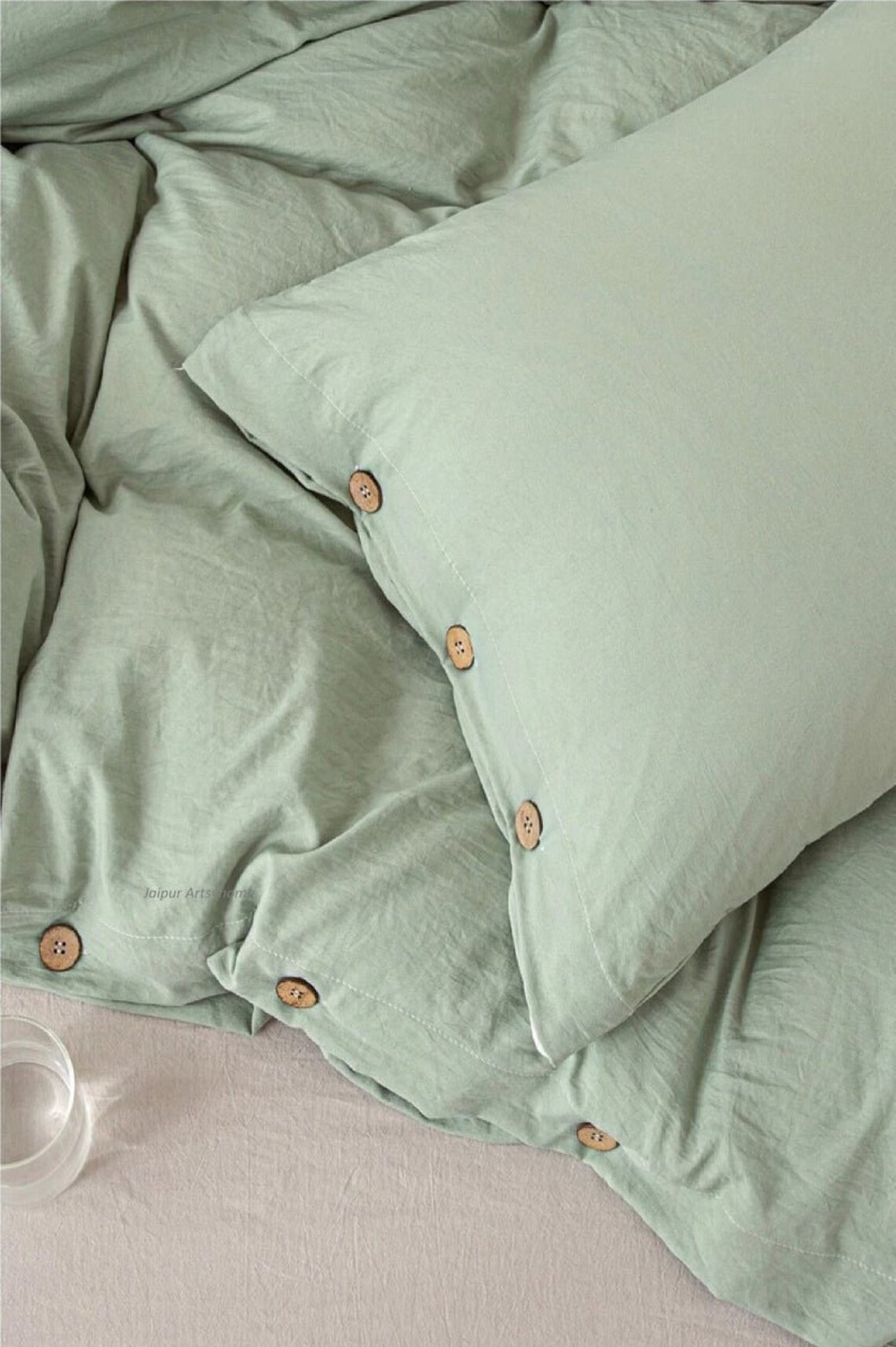 Cotton Duvet Cover Sage Green Duvet Cover With Buttons king Etsy