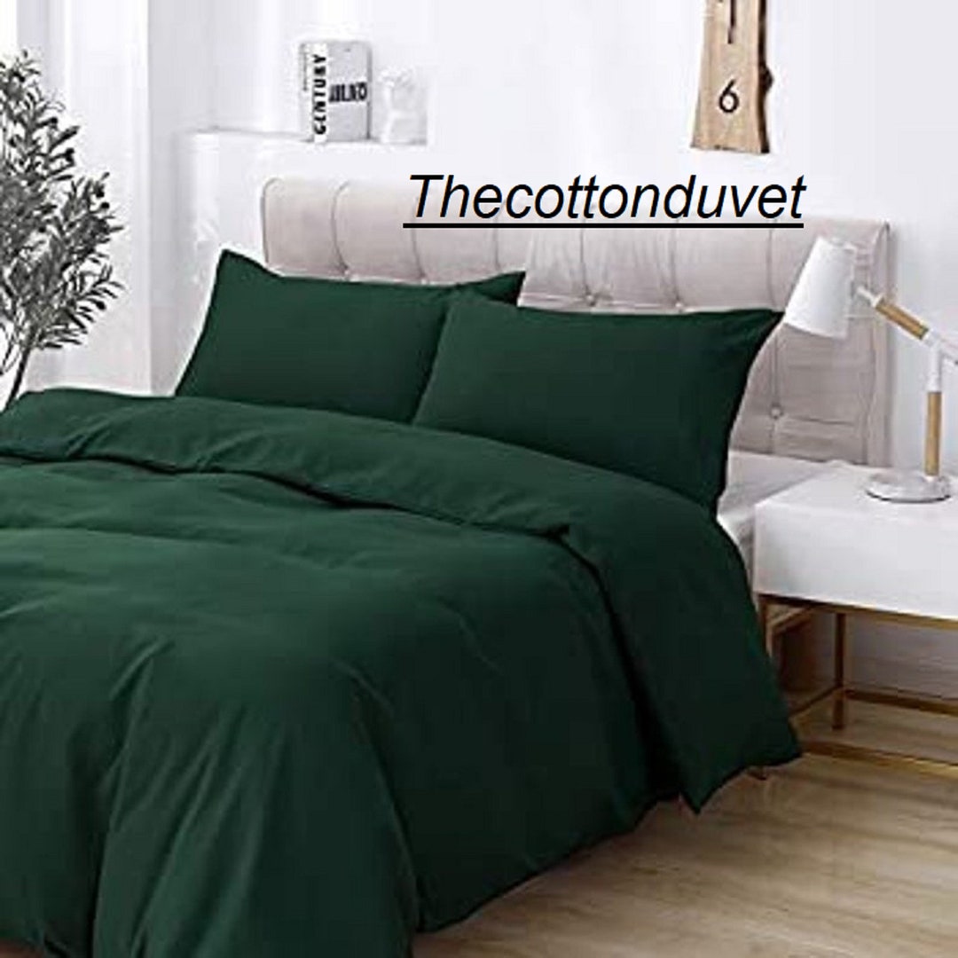 4 Pieces Emerald Green Duvet Cover Emerald Green Color Etsy