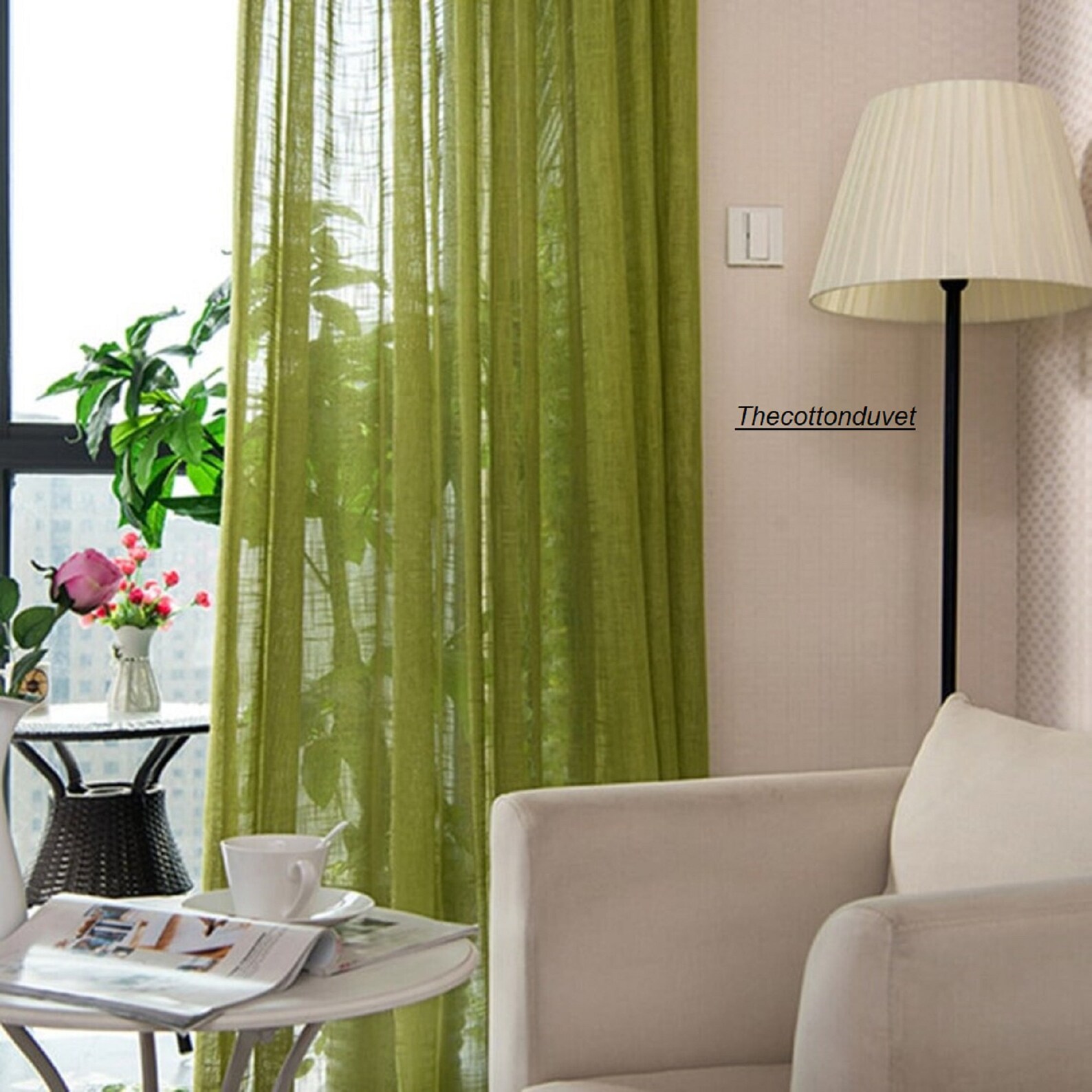 Moss Green Color Washed Cotton Curtain 2 Panel Handmade Boho Etsy