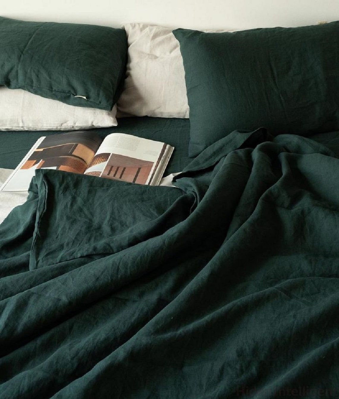 Forest Green Duvet Cover Washed Cotton Duvet Cover Boho Duvet Etsy