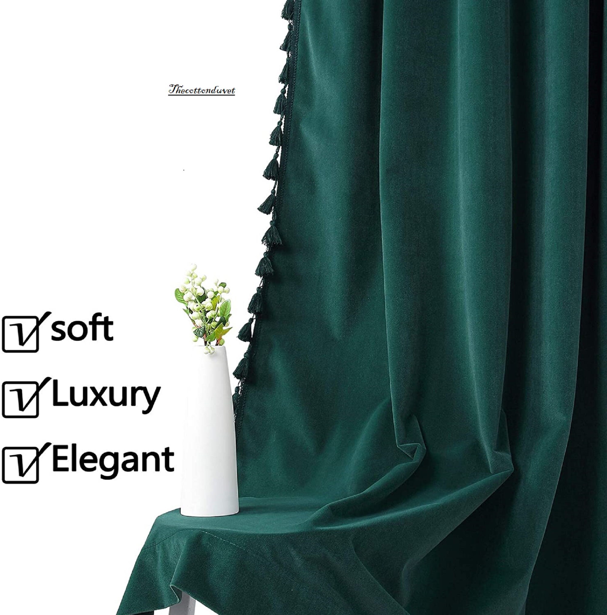 Donkergroen Kwastje gordijn Katoen Douchegordijn Boerderij Etsy Nederland