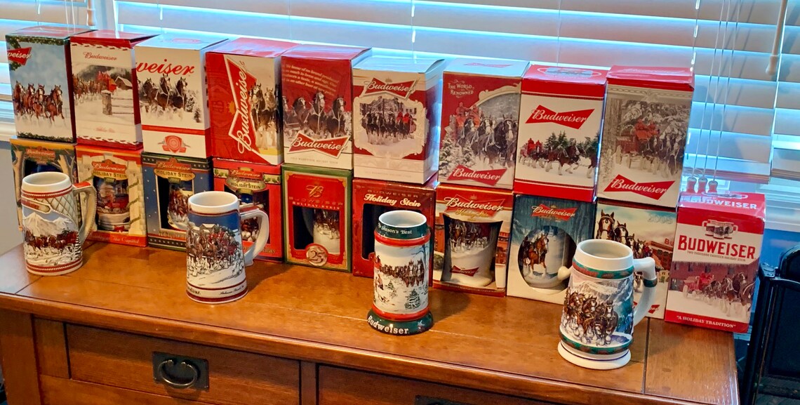 Vintage Budweiser Mugs Holiday Collection W/ Free Budweiser - Etsy