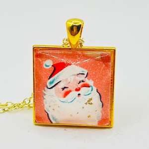 Christmas, small glass pendant necklace