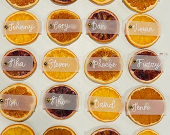 Citrus Place Cards – Real Fruit Name Cards for Weddings, Showers, Summer Parties –Custom Hand-Lettered Grapefruit, Orange, Blood Orange Mix