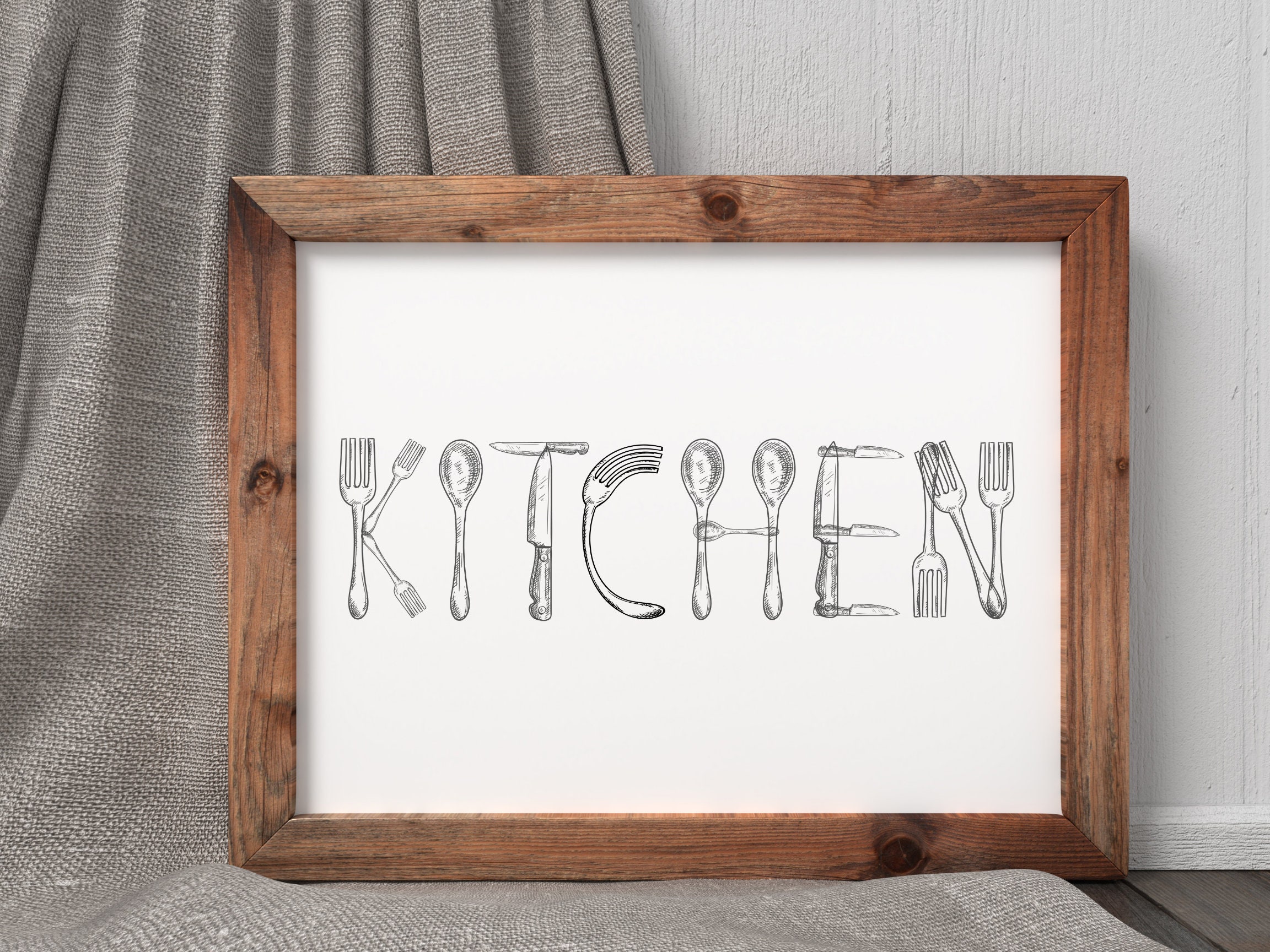 Fork Spoon Knife Art, Kitchen Word Art, Explore Now Etsy New Zealand