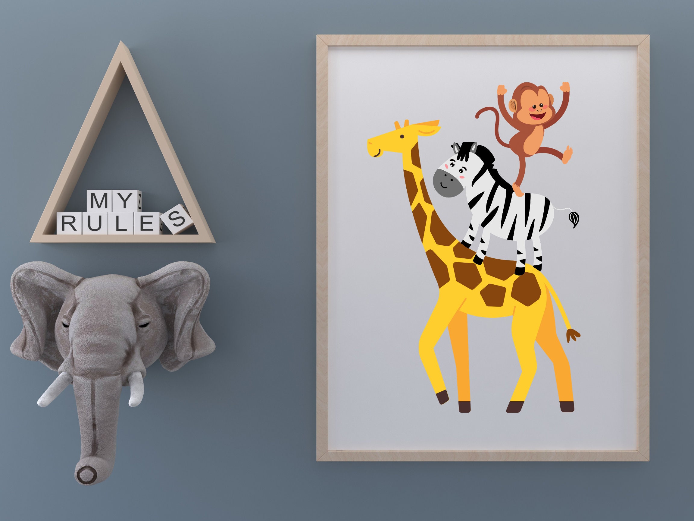 Mono de cebra jirafa vivero imprimible explorar ahora | Etsy