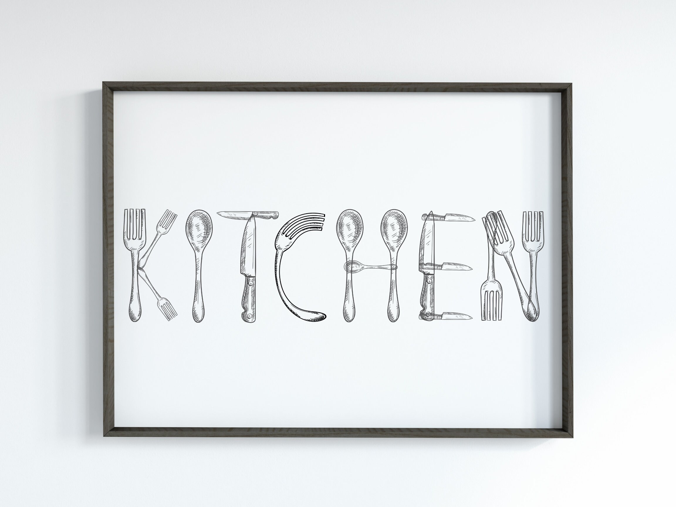 Fork Spoon Knife Art, Kitchen Word Art, Explore Now Etsy New Zealand
