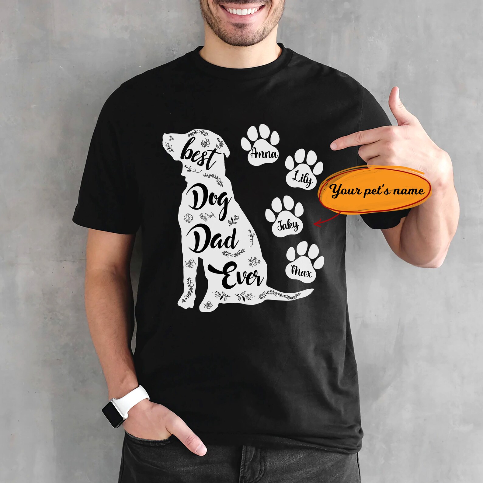 Printful TShirt Best Dog Dad Ever Custom name. ShortSleeve Etsy