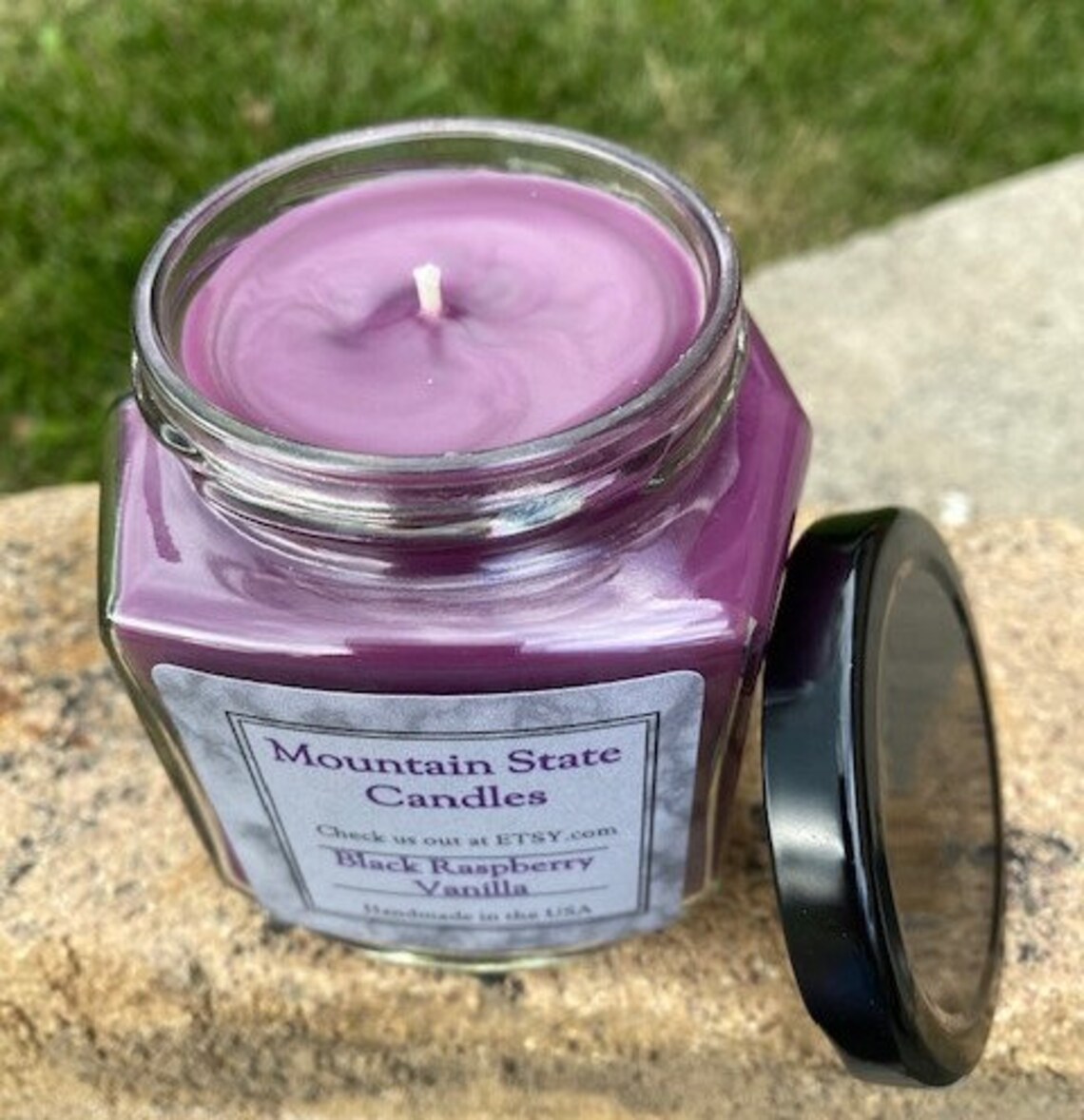 Black Raspberry Vanilla Hand poured candle in 9 oz. jar Etsy