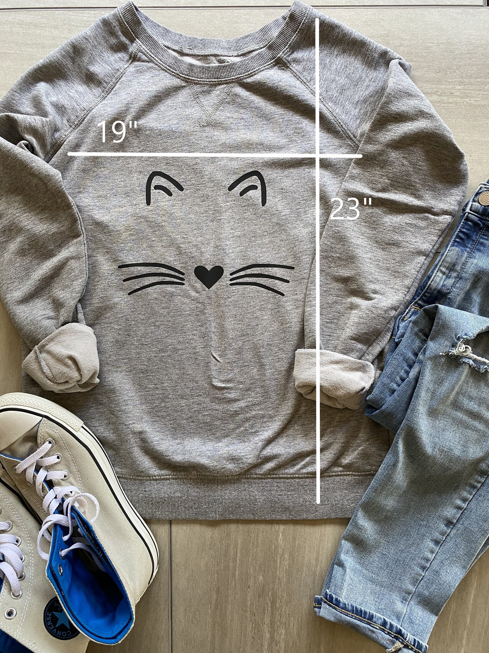 Cat Sweatshirt Upcycle Upcycled Cat Sweatshirt Grey Etsy