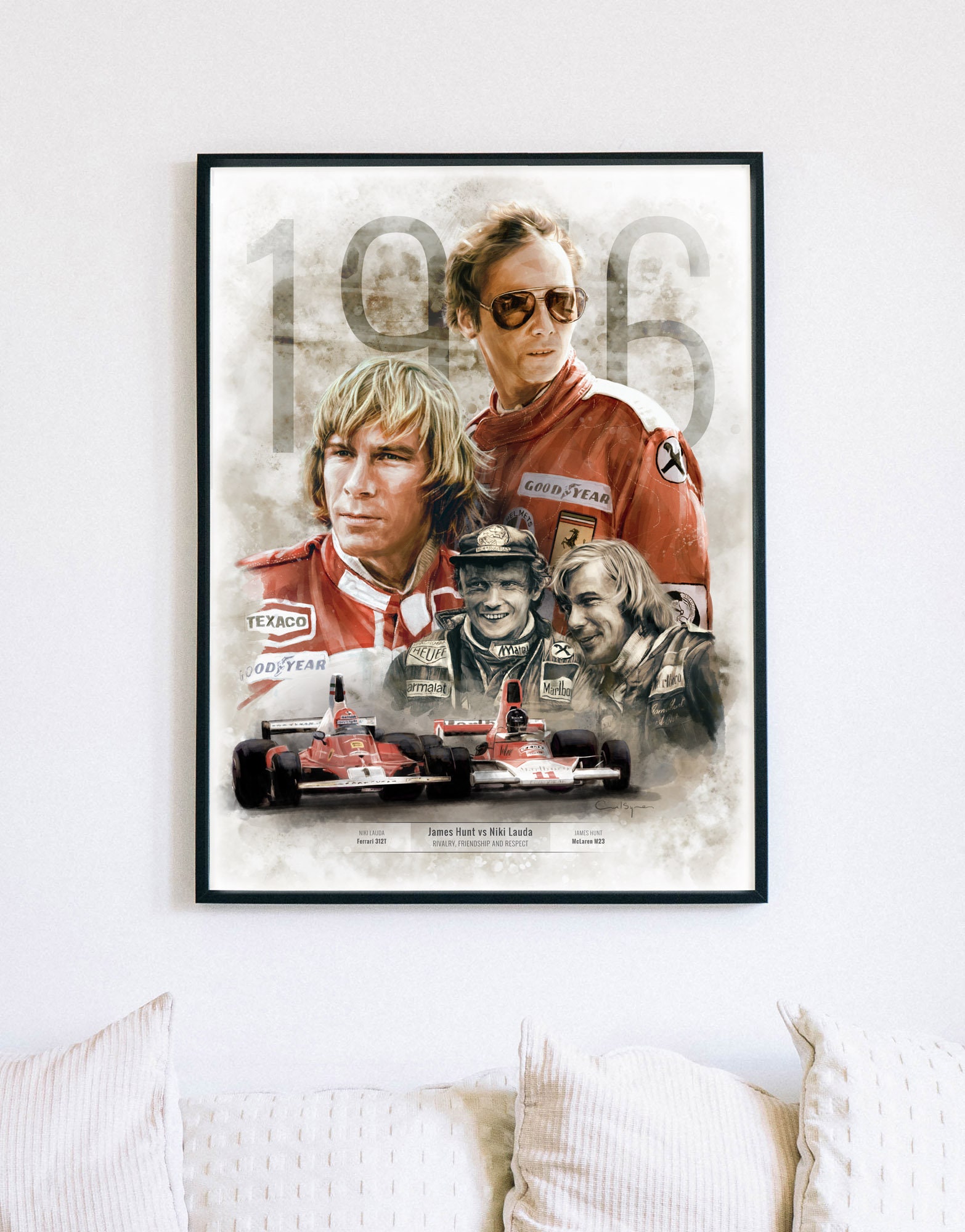 ジェームス・ハント vs ニキ・ラウダ F1 アートプリント：1976