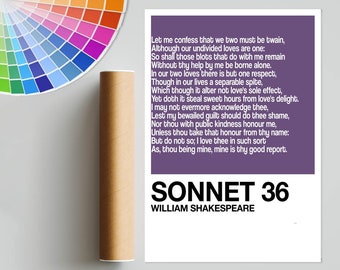 Shakespeare Sonnet 36: Quote Poster - Literature Art Print - Literary Poster - Poetry Art Print - Shakespeare Art Print