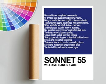 Shakespeare Sonnet 55 - Quote Poster - Literature Art Print - Literary Poster - Poetry Art Print - Shakespeare Art Print