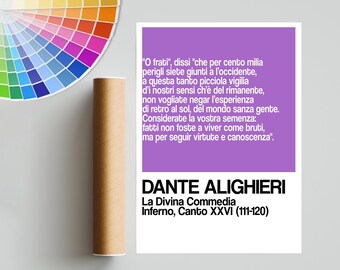 Dante Alighieri "You were not made to live like brutes but to follow virtue and knowledge" Custom Color Print