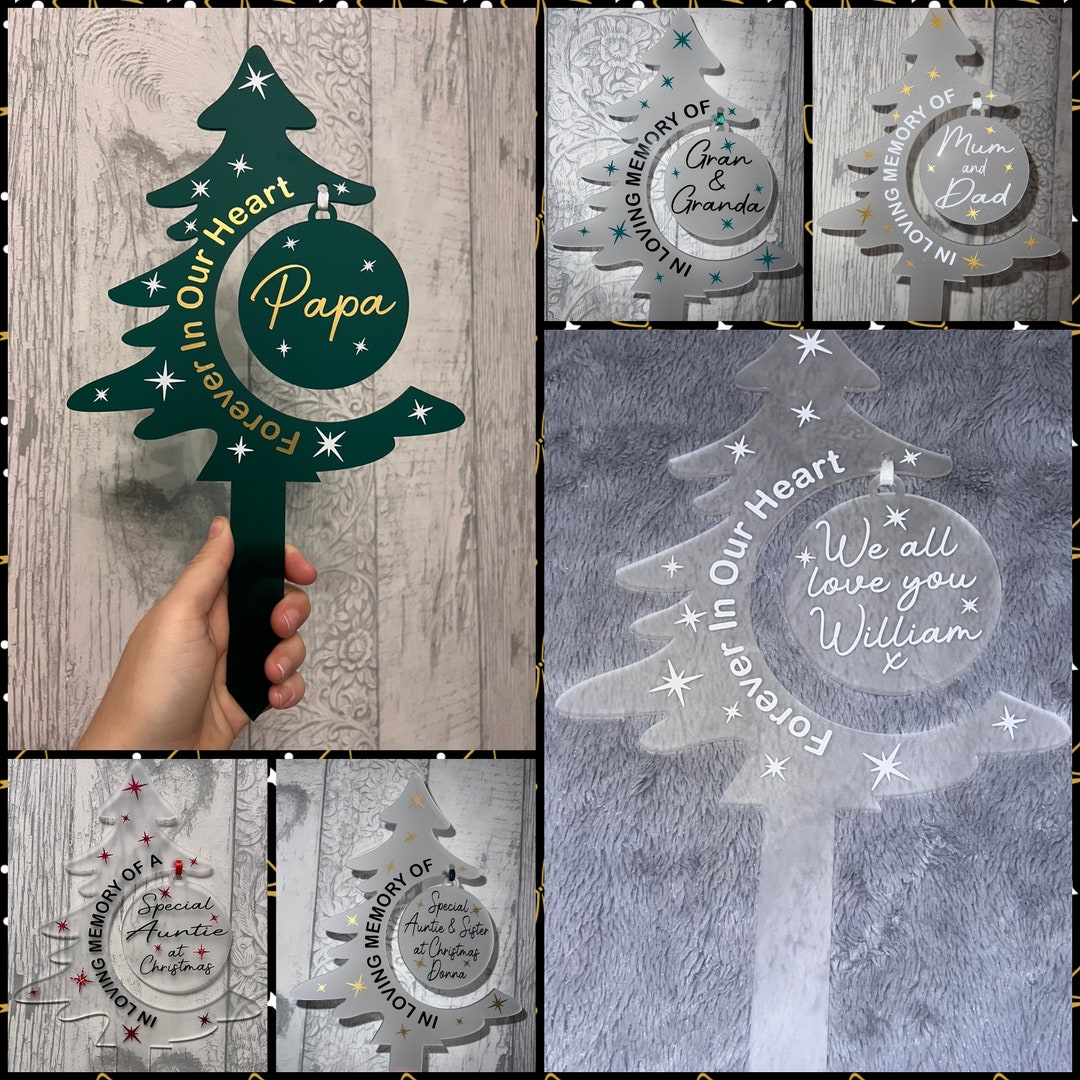 Christmas Tree Grave Marker With Hanging Bauble / Memorial Xmas