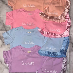 Girls Satin Frill Shorts & Tshirt Set /Girls Summer Set