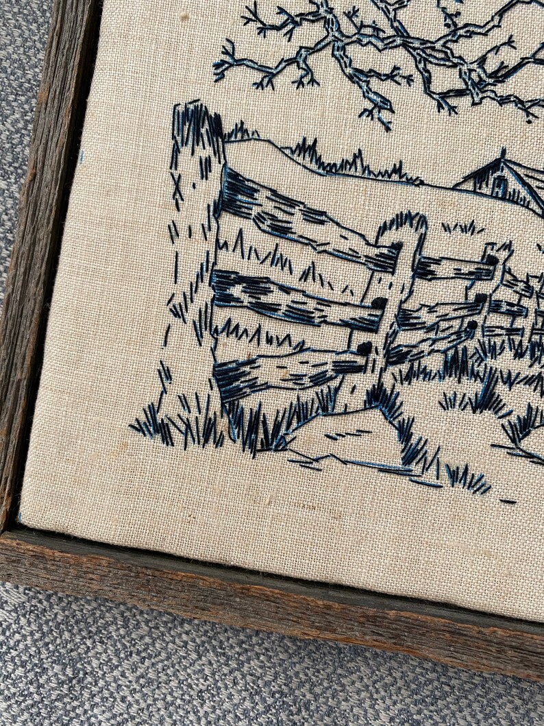 Vintage embroidered landscape