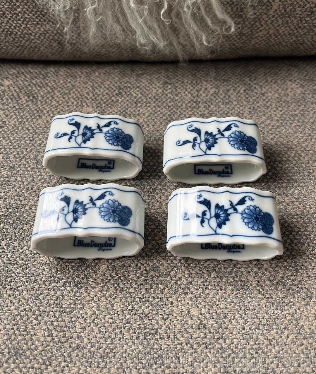 Four Blue Danube Napkin Rings Etsy