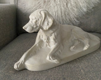 Parian ware resting setter sculpture