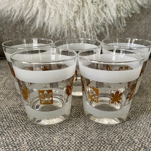 MCM white and gold rocks glasses