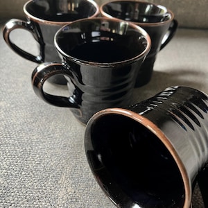 Simon Pearce black Belmont mugs (2)