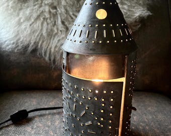 Pinched tin candle lamp