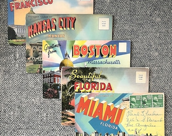 Six vintage postcards from the 1940’s
