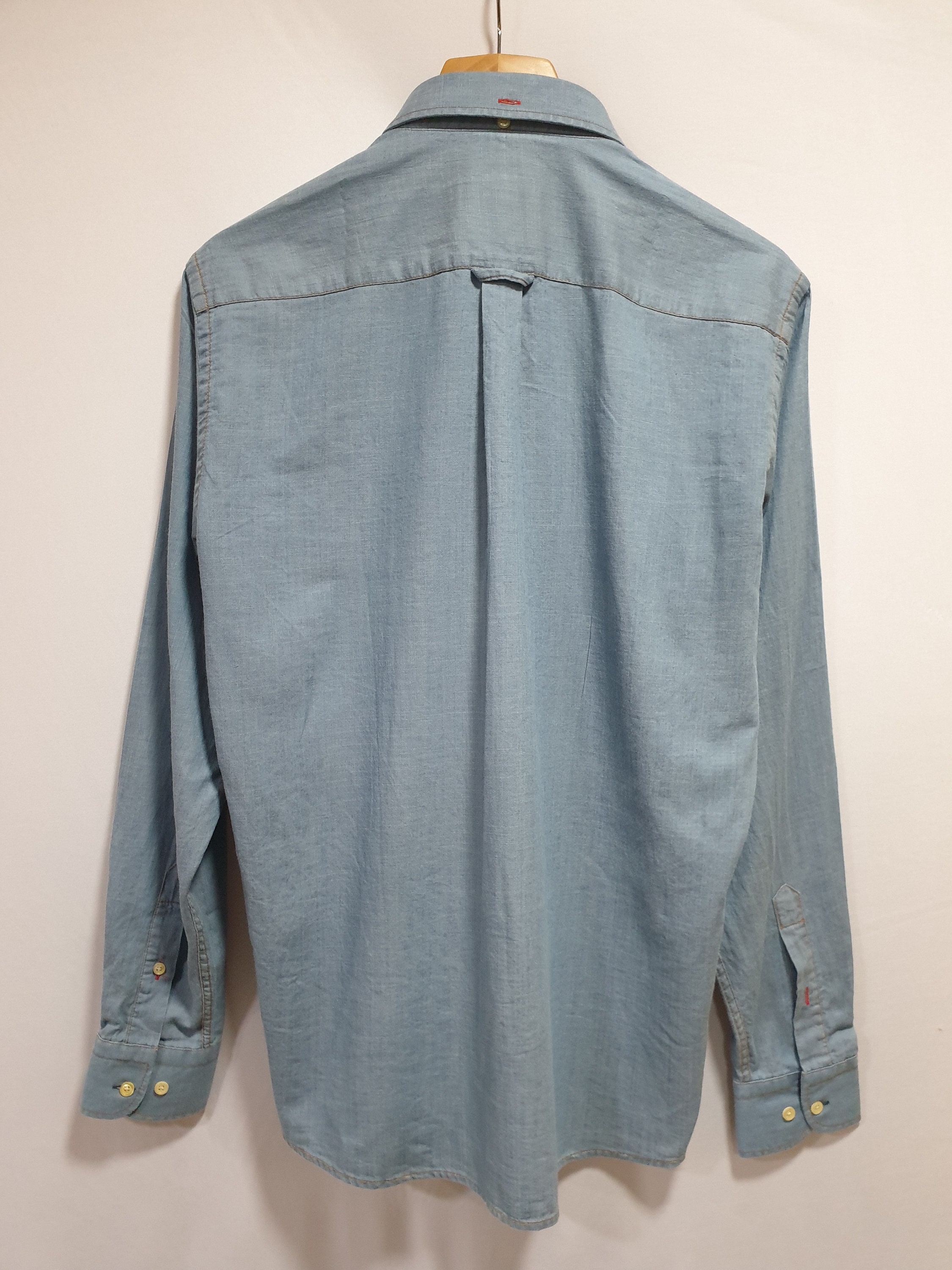 Blue Light Denim Men's Long Sleeve Shirt S M L XL XXL | Etsy