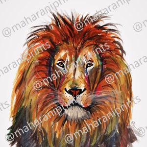 Lion Watercolour Painting - Original Artwork Print - 20 by 14 cm and A4