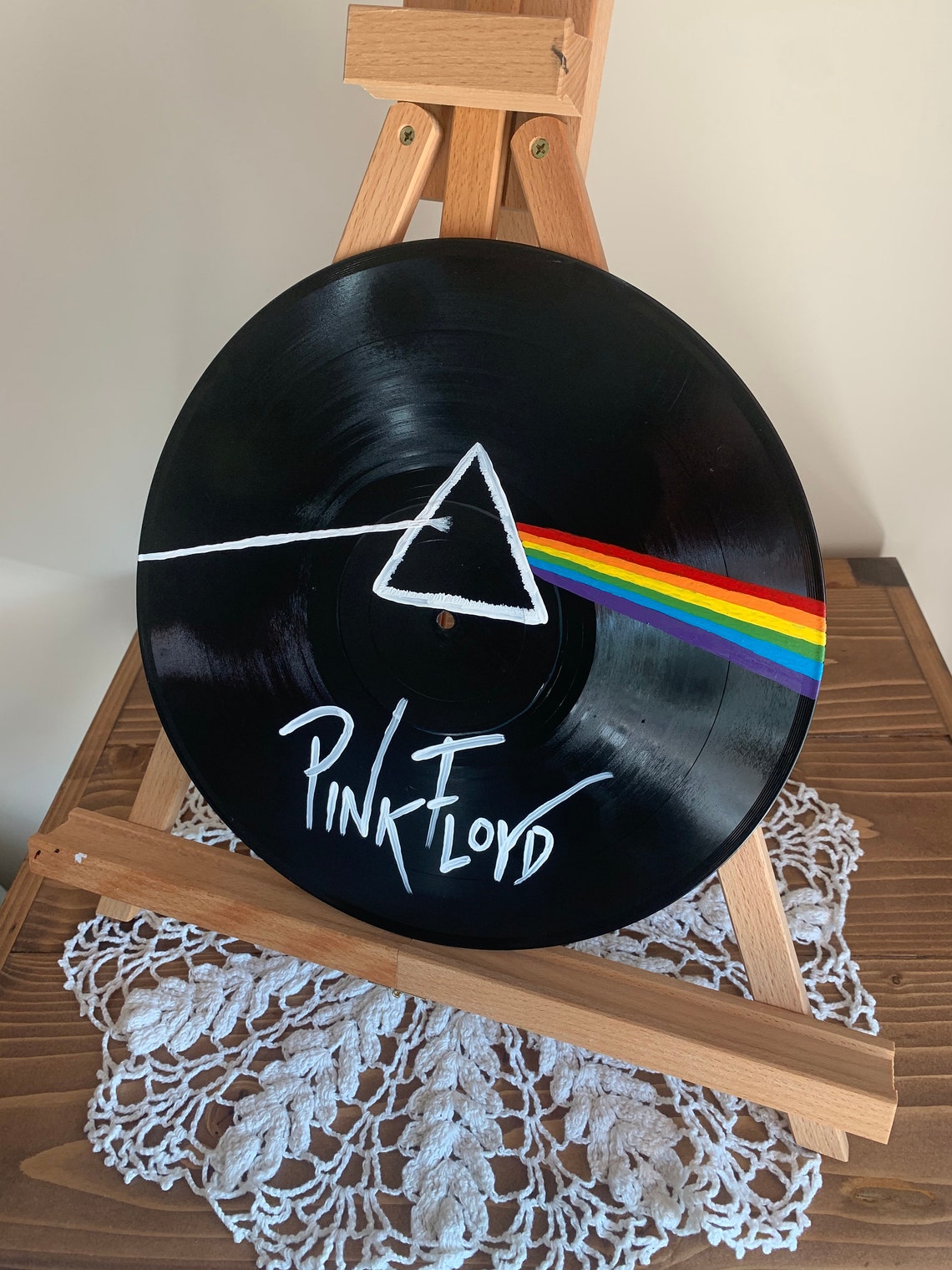Painted Vinyl Record Pink Floyd Etsy