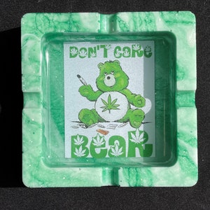 I Don&#39;t Care Marble Care Bear Resin Tray/Jewelry Catcher/Coin Holder