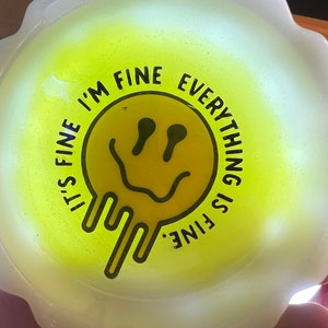 Glow In The Dark Melting Smiley Face Resin Tray/Jewelry Catcher/Coin Holder