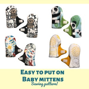 Baby mitten sewing pattern, sewing pattern, winter mittens, baby mittens, kids mittens, baby shower gift, mittens that are easy to put on