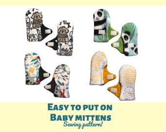 Baby mitten sewing pattern, sewing pattern, winter mittens, baby mittens, kids mittens, baby shower gift, mittens that are easy to put on