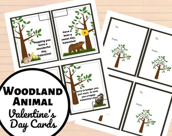 Forest Animal Valentines, Valentine's Day cards, valentines, kids valentines, nature valentines, valentine's day, last minute valentines
