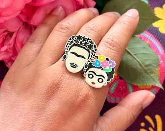 Anillos ajustables de Frida esmaltados en plata ley 925
