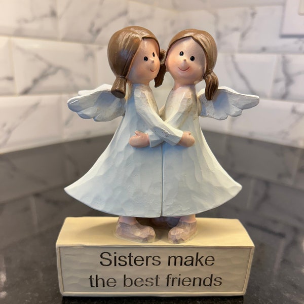 Hand Painted Sculpted Resin Figure Angel Sister Keepsake Gift Friend