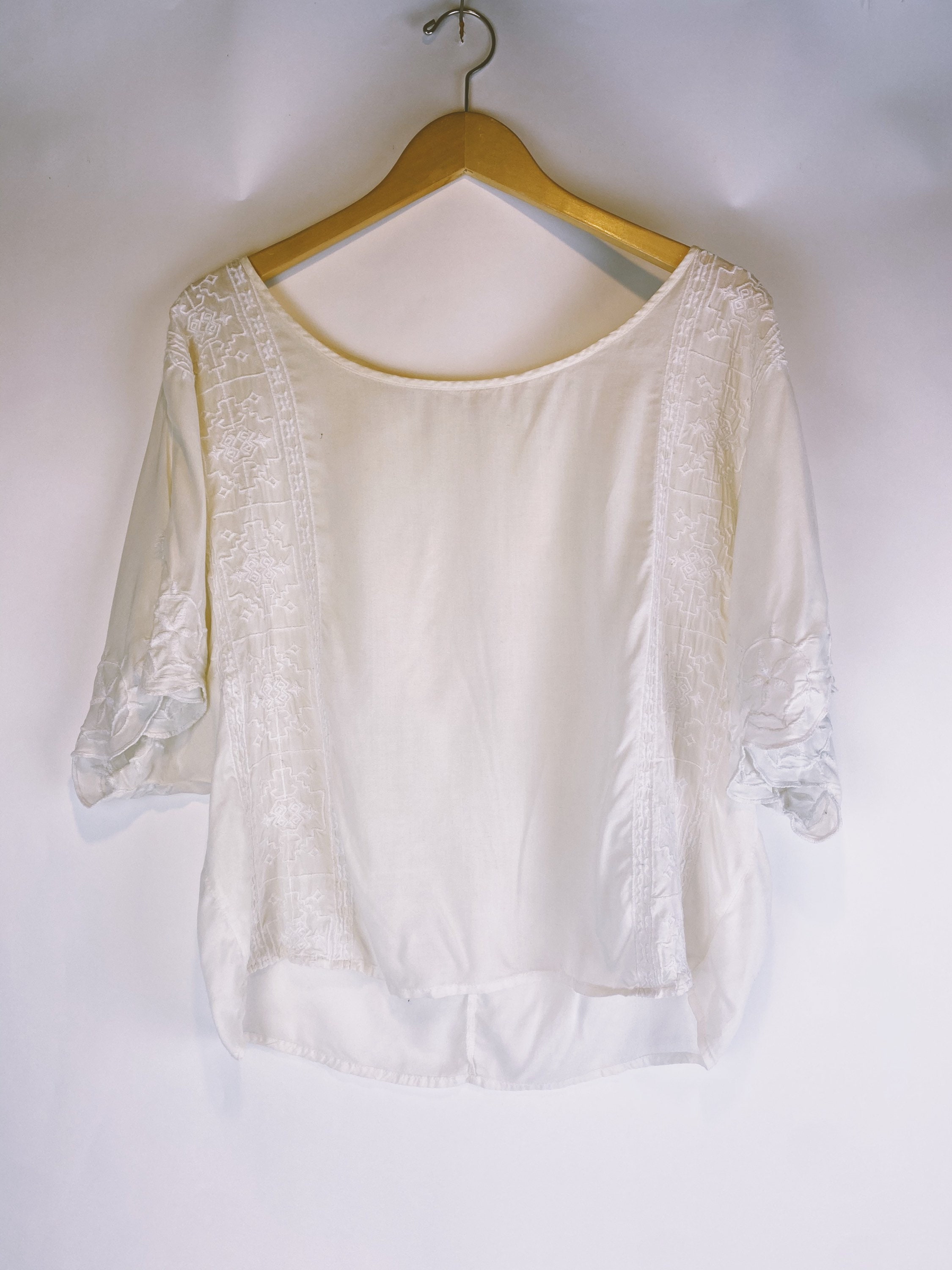 Vintage 70s womens blouse top white size medium/large boho | Etsy