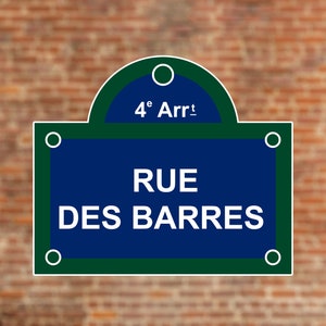 Adesivos de sinalização de rua Rue Des Barres, Paris
