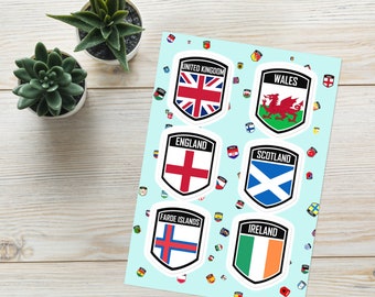 United Kingdom Emblem Sticker Pack: UK, England, Scotland, Wales Plus Faroes And Ireland Flags