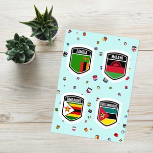East African Emblem Sticker Pack 3: Zambia, Zimbabwe, Malawi & Mozambique