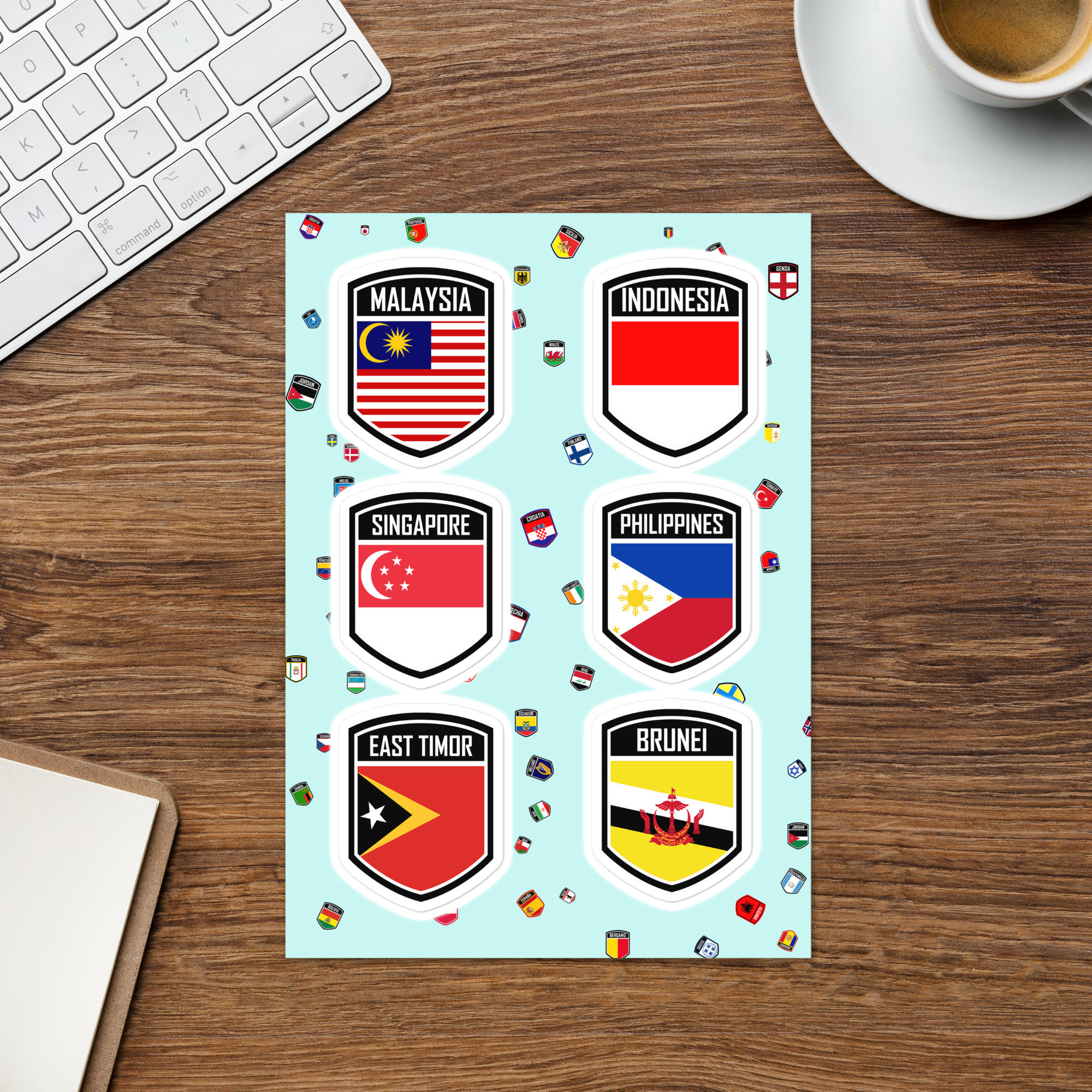 Southeast Asia Emblem Sticker Pack 1: Malaysia, Indonesia, Singapore ...