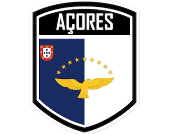 Pegatinas premium con el emblema de la bandera de Azores Portugal: ¡Muestre su orgullo de las Azores con calcomanías de alta calidad!