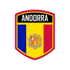 Adesivos com emblema da bandeira de Andorra - vinil durável e de alta qualidade