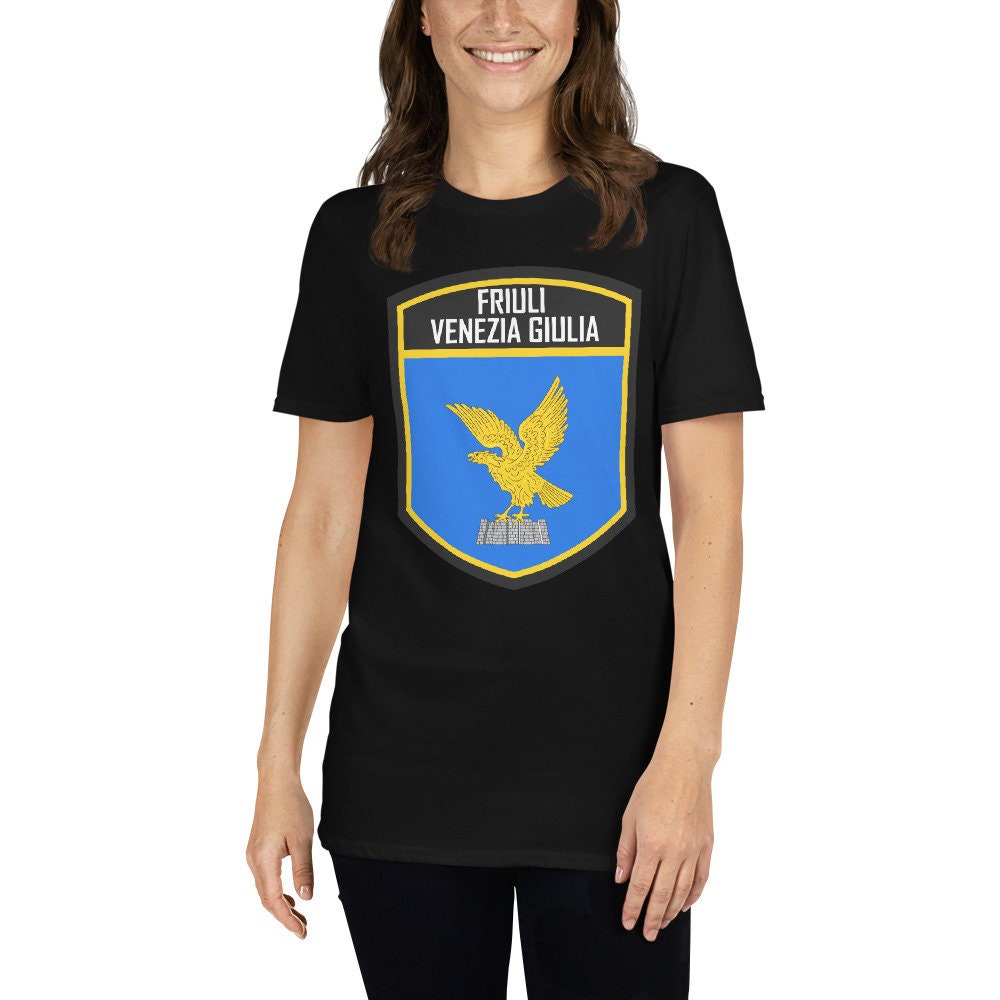 T-shirt Friuli Venezia Giulia Italia - Noir, 100% Coton, Neuf Avec étiquettes, Idéal Pour Les Fans De L'Italie