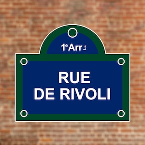 Autocollants de plaque de rue Rue De Rivoli Paris | Autocollants en vinyle de haute qualité